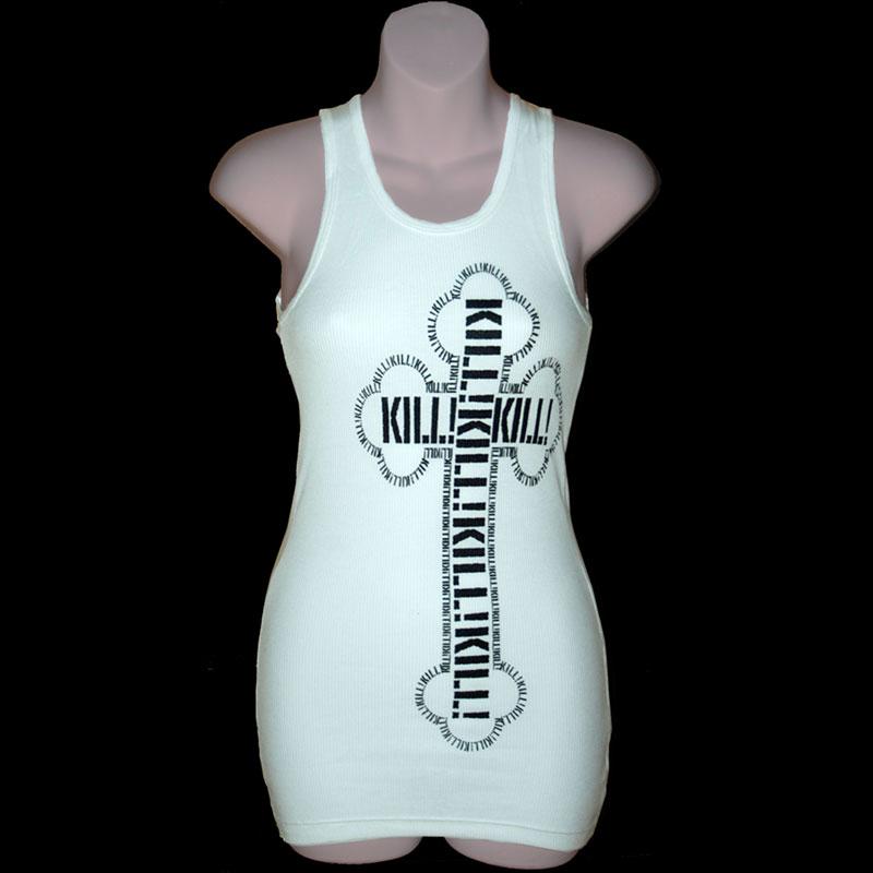 Kill! Cross Long Ladies' Tank, White
