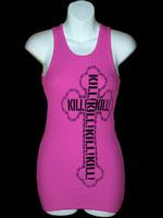 Kill! Cross Long Ladies' Tank, Pink