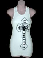 Kill! Cross Long Ladies' Tank, White